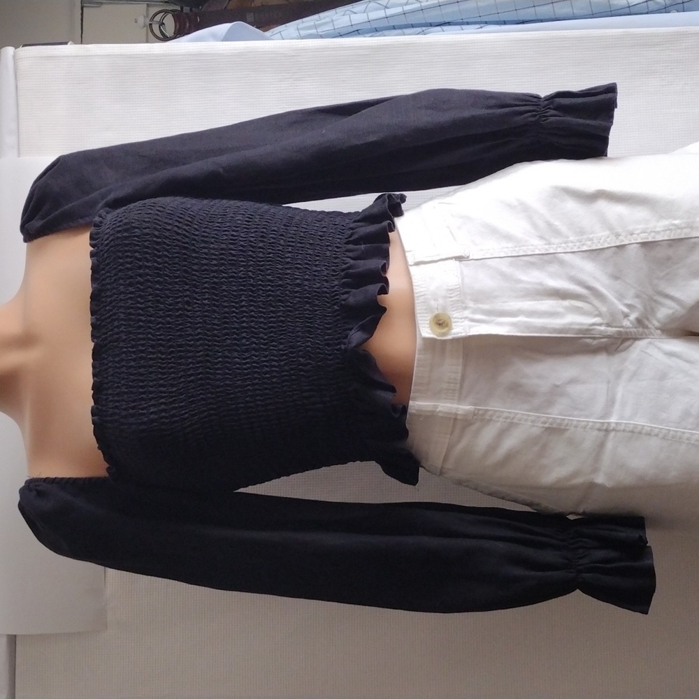 Reformation Rolant  organic  cotton black long sleeves top S